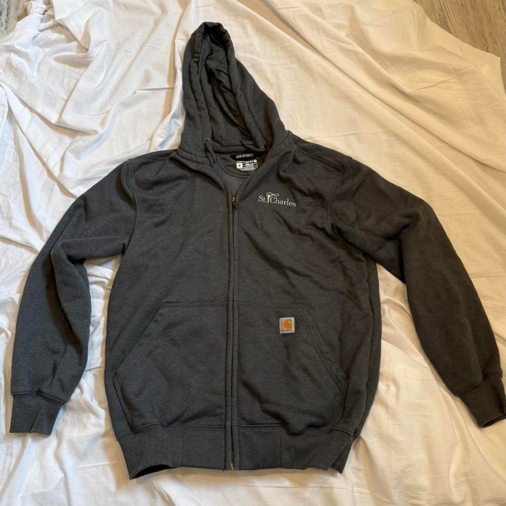 Carhartt Rain Defender Zip-Up Hoodie Gray – Men's Medium Loose Fit
